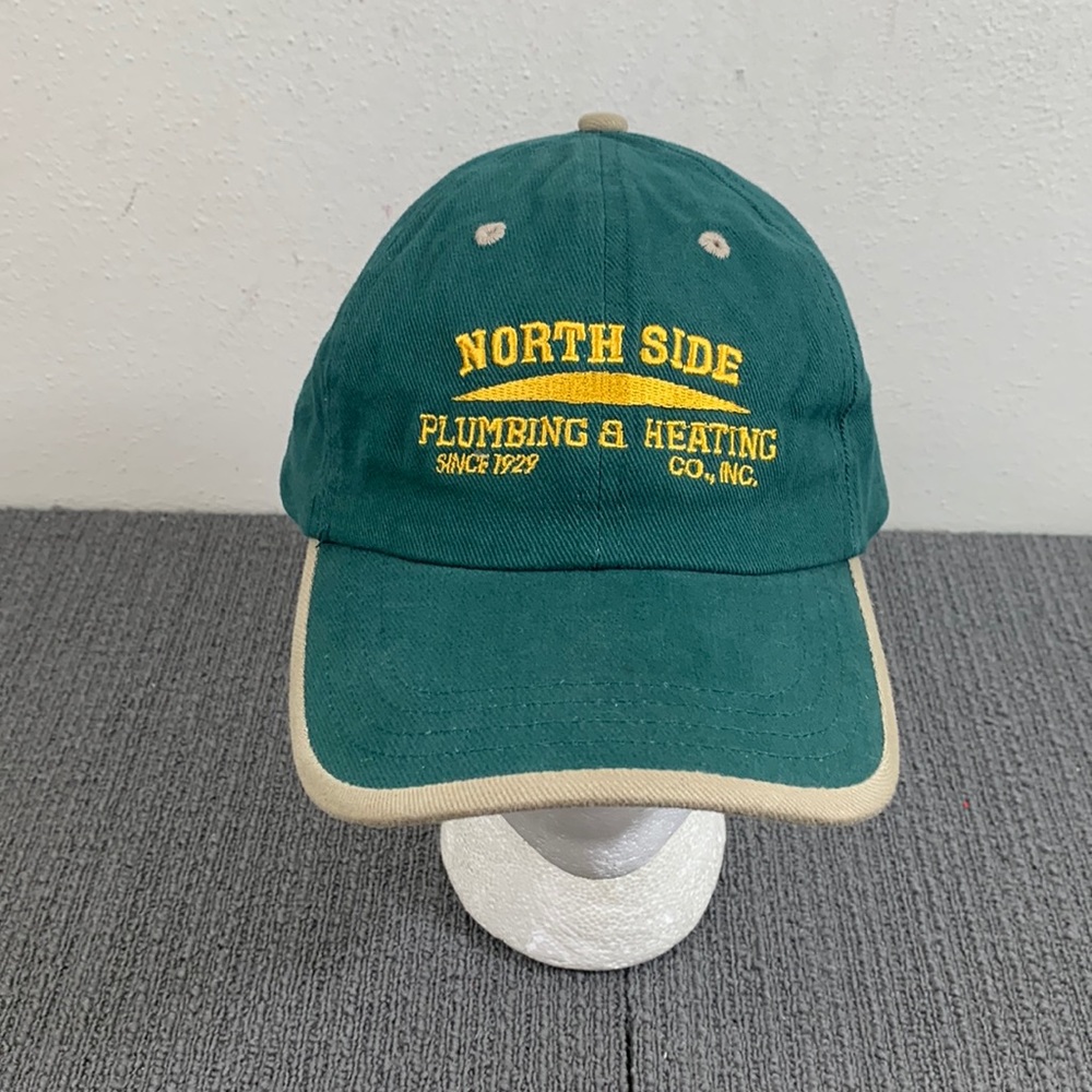 North Side Plumbing & Heating Baseball Hat Size-A-Just Green Tan Head To Toe